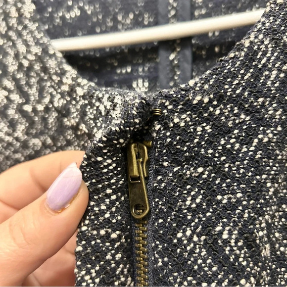 J.Crew Navy Micro Tweed Zip Front Sweater Jacket Small - Picture 8 of 11